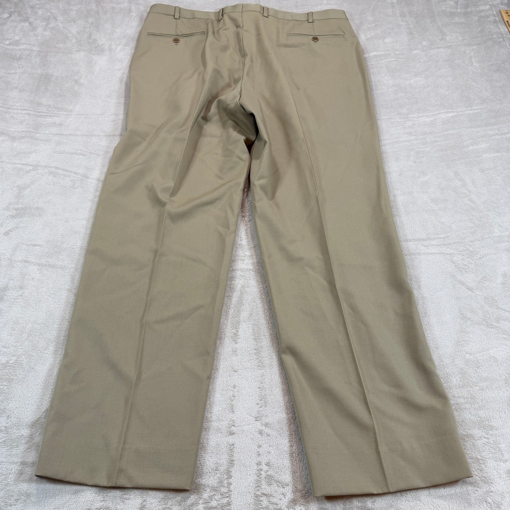 Brooks Brothers 1818 Men 40x32 Tan 100% Wool Flat Front Dress Pants Classic Fit - Picture 2 of 12